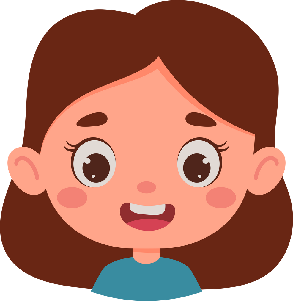 Cute cartoon little kid happy girl face