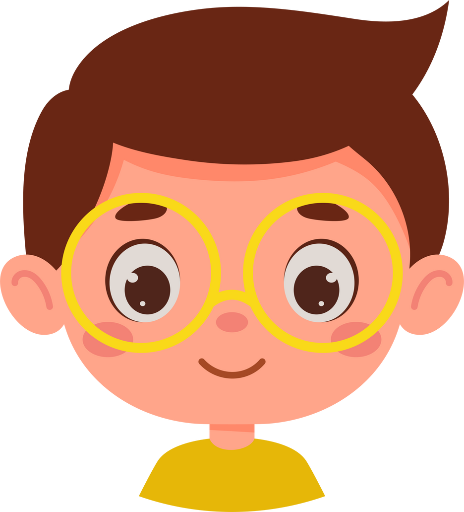 Cute cartoon little kid clever boy face